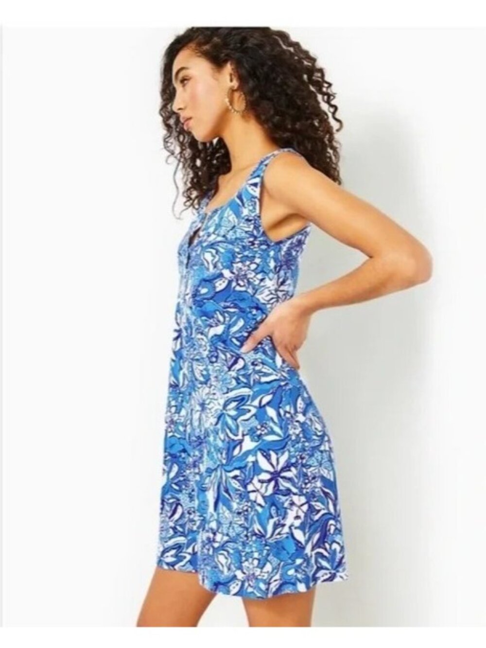 Lilly Pulitzer Wo's Blue Lela Henley Tang Flocking Fabulous Tank Dress Sz S 2785 - Picture 4 of 15